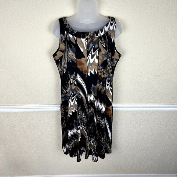 Voir Vior Size 12 Browns Geometric Sleeveless Pleated A-Line Dress Artsy - Picture 1 of 8
